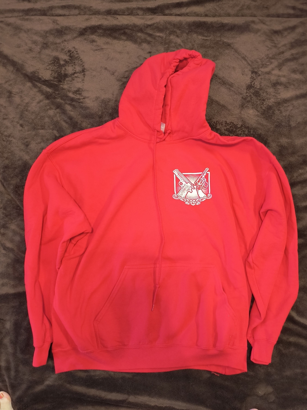 Red Pullover Hoodie "Woman's Right to Choose' Pistol/Revolver